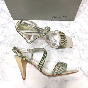 ✨✨ Kenneth Cole Pistachio Square Python Genuine Leather Sandals Size 8.5 ✨✨